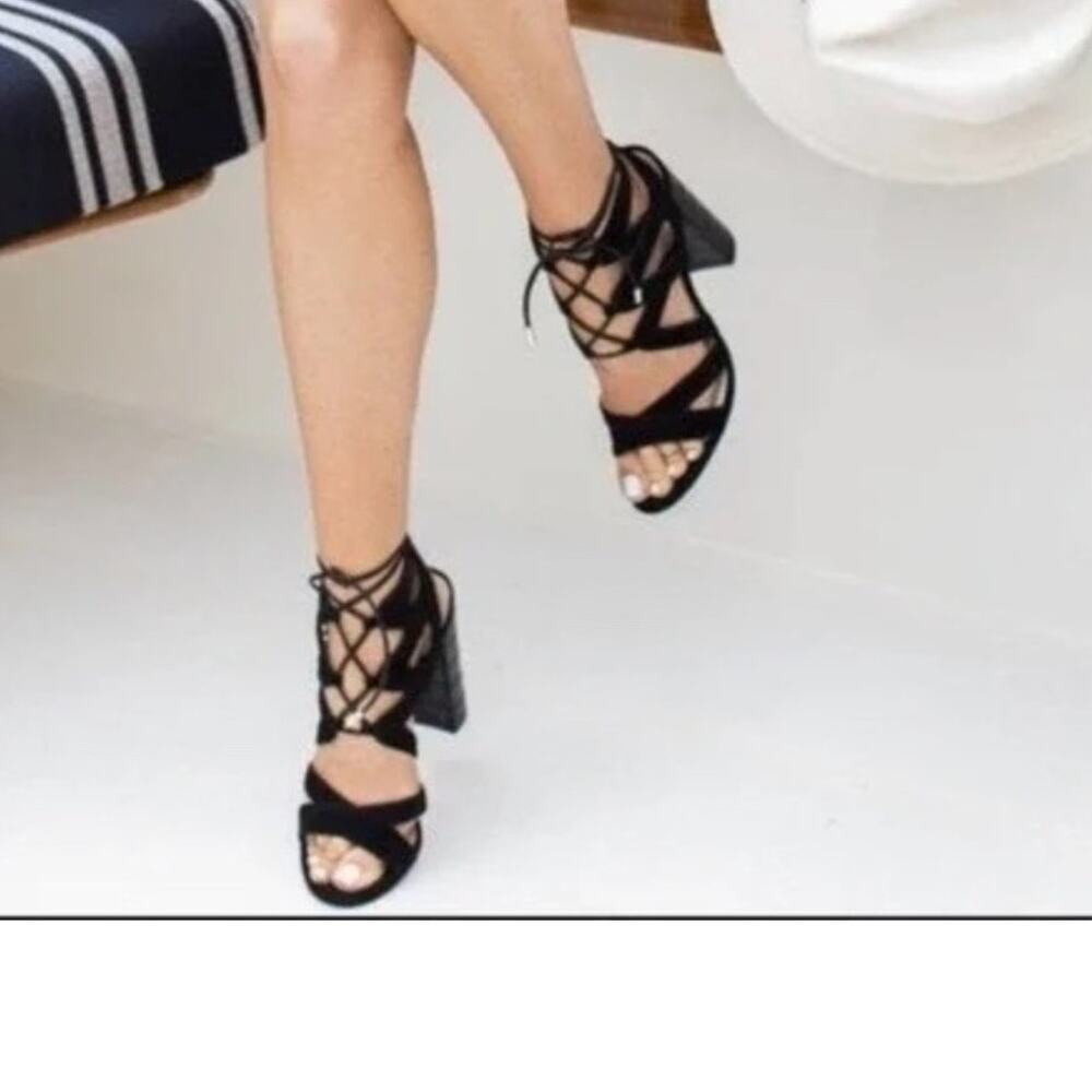 Sam Edelman Black Yardley Lace-Up Suede Sandal 6.5